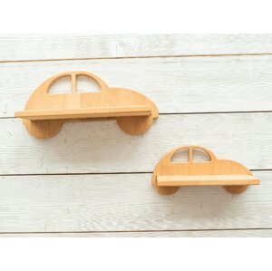 Woodisio Dětská polička AUTO Barva: Transparentní matný lak, Variant: Set (mini a maxi)