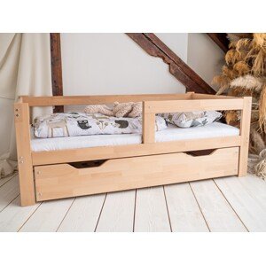 Woodisio Postel TODI PLUS Variant: 200 x 80, Barva: Přirodní dřevo, Velikost: S roštem