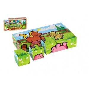Teddies Kostky kubus Moje první zvířátka dřevo 15ks v dřevěné krabičce 20x13x5,2cm od 12 měsíců MPZ