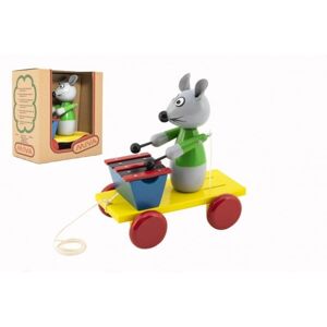 Teddies Myš s xylofonem dřevo tahací 20cm v krabičce