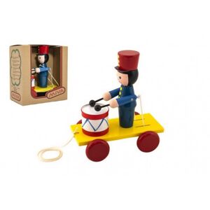 Teddies Voják s bubnem tahací dřevo 20cm v krabičce