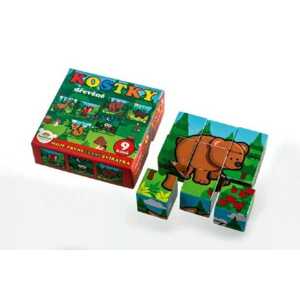 Teddies Kostky Moje první zvířátka lesní dřevo 9x9x3cm 9ks