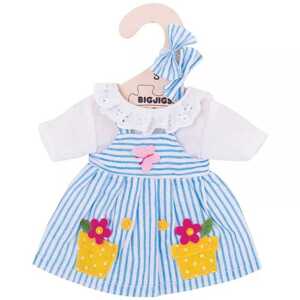 Bigjigs Toys Modré pruhované šaty pro panenku 28 cm
