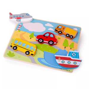 Bigjigs Toys Vkládací puzzle dopravní prostředky