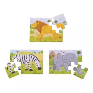 Bigjigs Toys Puzzle 3v1 safari zvířátka