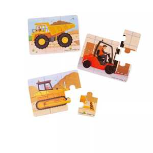 Bigjigs Toys Puzzle 3v1 Stavební stroje
