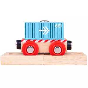 Bigjigs Rail Vagón modrý kontejner