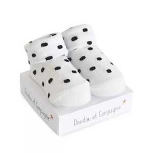 Doudou et Compagnie Paris Doudou Ponožky univerzální 0-6 měs. 1 pár bílá s puntíky