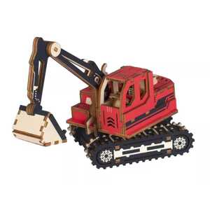 Woodcraft construction kit Woodcraft Dřevěné 3D puzzle Rypadlo červená