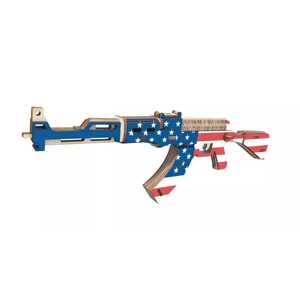 Woodcraft construction kit Woodcraft Dřevěné 3D puzzle Samopal AK47 v barvách Americké vlajky
