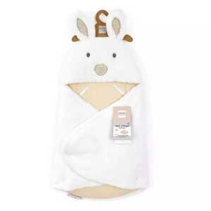 Doudou et Compagnie Paris Doudou Plyšová bílá dečka s kapucí Happy Wild 70 cm