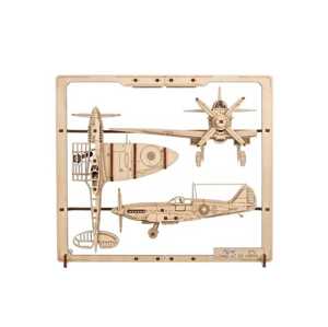 Ugears 2,5D dřevěné mechanické puzzle Stíhací letadlo