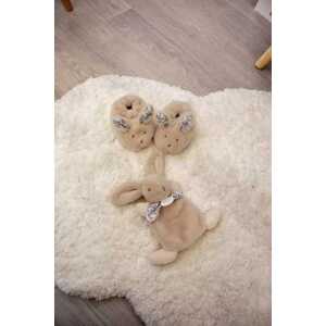 Doudou et Compagnie Paris Doudou Dárková sada béžová Plyšový zajíček a botičky