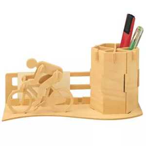 Woodcraft construction kit Woodcraft Dřevěné 3D puzzle Stojánek na tužky Cyklista