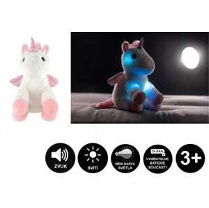 Teddies Snílek jednorožec s křídly plyš 38cm na baterie se světlem se zvukem v sáčku