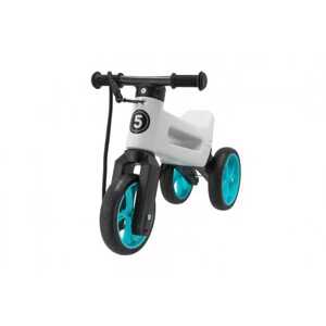 Teddies Odrážedlo FUNNY WHEELS Rider SuperSport bílé/tyrkys 2v1+popruh,výš.sedla28/30cm nos.25kg 18m+v sáčku