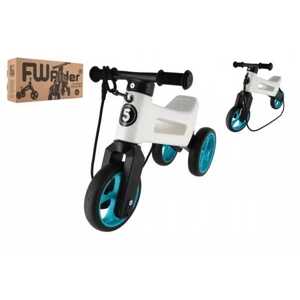 Teddies Odrážedlo FUNNY WHEELS Rider SuperSport bílé/tyrkys 2v1+popruh,výš.sedla28/30cm nos.25kg 18m+v krab.