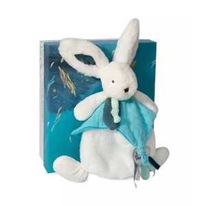 Doudou et Compagnie Paris Doudou Dárková sada - Plyšový králíček s muchláčkem 25 cm modrá