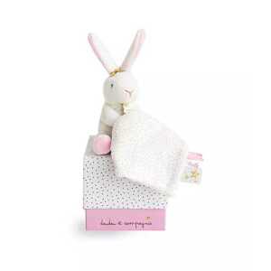 Doudou et Compagnie Paris Doudou Dárková sada - Plyšový králíček s muchláčkem 10 cm ružová