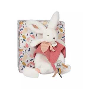 Doudou et Compagnie Paris Doudou Dárková sada - Plyšový zajíček s muchláčkem 25 cm starorůžová