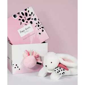 Doudou et Compagnie Paris Doudou Dárková sada - Plyšový králíček s růžovou bambulkou 25 cm
