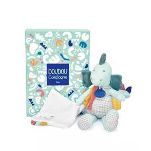 Doudou et Compagnie Paris Doudou Dárková sada - Plyšový dinosaurus s dečkou 25 cm zelený