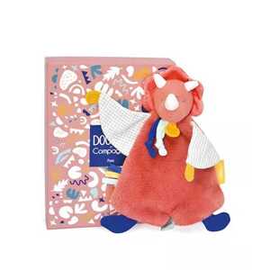 Doudou et Compagnie Paris Doudou Dárková sada - Plyšový muchláček dinosaurus oranžový 25 cm