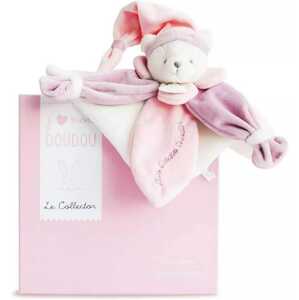 Doudou et Compagnie Paris Doudou Dárková sada - plyšový muchláček růžový medvídek 24 cm