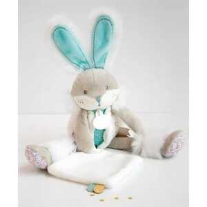 Doudou et Compagnie Paris Doudou Dárková sada - plyšový zajíček s dečkou 31 cm tyrkysový