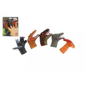 Teddies Maňásek prstový dinosauři 5ks guma 6cm na kartě 16,5x20cm