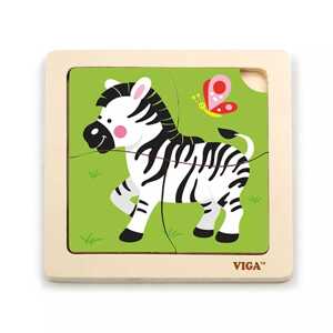 Dřevěné puzzle pro nejmenší Viga 4 ks Zebra