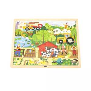 Dětské dřevěné puzzle Viga Farma 48 dílků