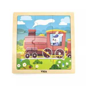 Dřevěné puzzle pro nejmenší Viga 9 ks Vlak