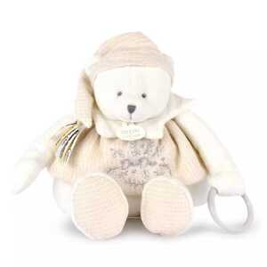 Doudou et Compagnie Paris Doudou Dárková sada Plyšový lední medvídek s kroužkem 30 cm béžový