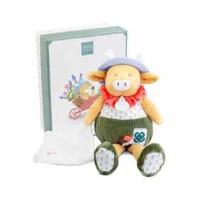Doudou et Compagnie Paris Doudou Dárková sada Plyšová kravička Aneth s dečkou zelená 28 cm