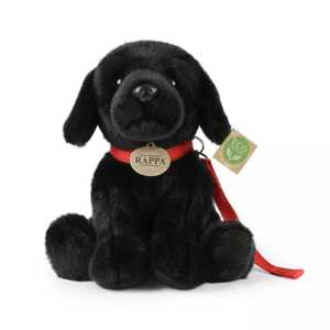 Rappa Plyšový pes labrador černý s vodítkem 28 cm ECO-FRIENDLY
