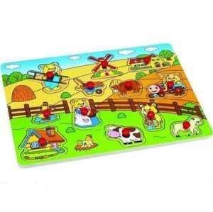 Puzzle vkládací - Farma s medvídky, 12ks (Woto)