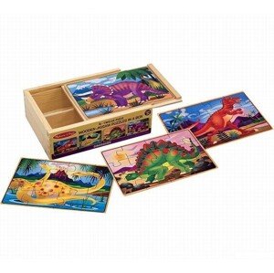 Puzzle dřevěné - V krabičce, Dinosauři, 48ks (M&D)