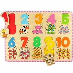 Puzzle výukové - Počítání a barvy na desce (Bigjigs)