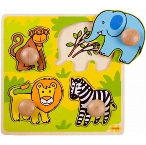 Puzzle pro nejmenší - Úchyt, Safari, 4ks (Bigjigs)
