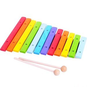 Hudba - Xylofon 12 tónů, celodřevěný barevný (Bigjigs)
