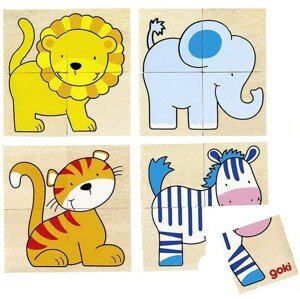 Skládací obrázky - První puzzle Divoká zvířátka, 20ks (Goki)