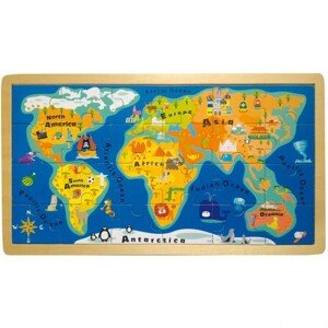 Puzzle na desce - Mapa Světa, 24ks (Small foot)