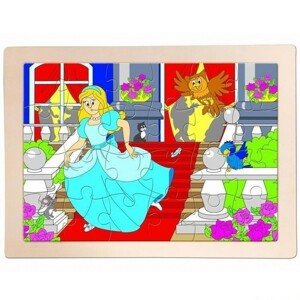 Puzzle na desce - Pohádka Popelka, 24ks (Woody) - Akce