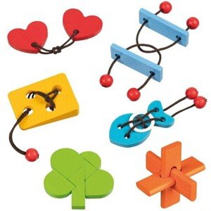 Hlavolam dřevěný - Set 6 hlavolamů (Goki)