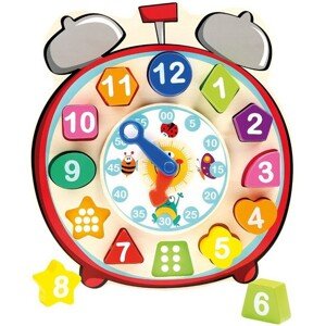 Puzzle hodiny - Vkládací dřevěný budík (Bino) - Akce