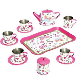 Nádobí dětské - Čajový set, Růžový plechový (Bino)