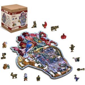 Puzzle dřevěné - Konev s květinami, L 250 dílků (Wooden City)