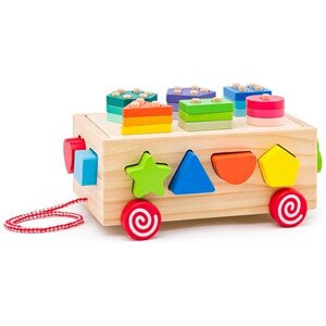 Tahací hračka - Vozík s tvary 3v1 dřevěný (Woody)