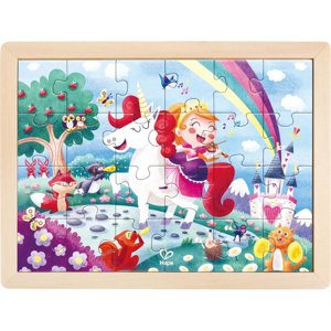 Puzzle na desce - 2v1 Jednorožec a přátelé, 24ks (Hape) - Novinky